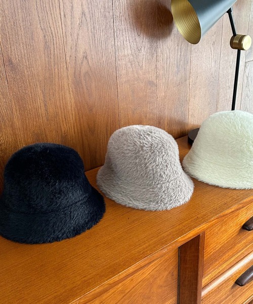 archives（アルシーヴ）の「ファーハット（ハット・レディース・ブラック/オフホワイト/グレイッシュベージュ・FREE）」の3枚目の写真