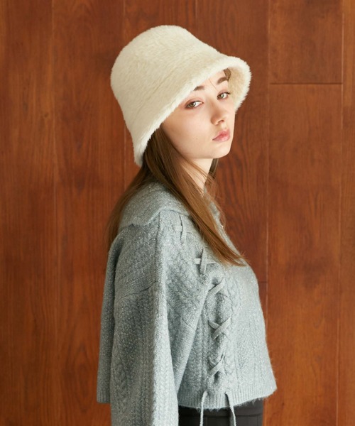 archives（アルシーヴ）の「ファーハット（ハット・レディース・ブラック/オフホワイト/グレイッシュベージュ・FREE）」の4枚目の写真