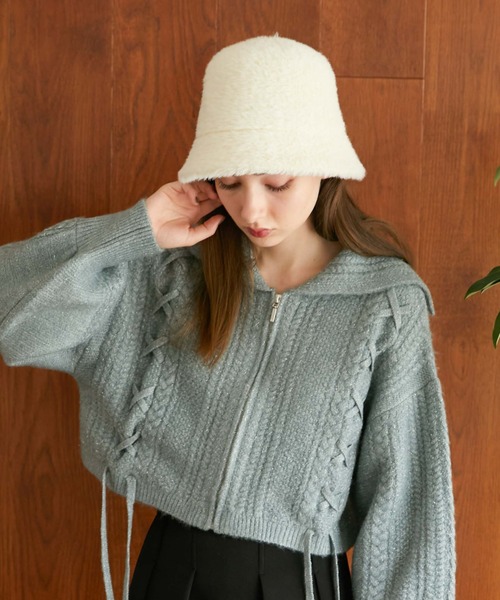 archives（アルシーヴ）の「ファーハット（ハット・レディース・ブラック/オフホワイト/グレイッシュベージュ・FREE）」の5枚目の写真