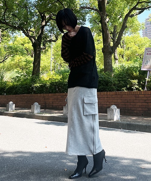 SEN TOKYO（セントーキョー）の「2WAY大人かわいいナローシルエット。サイドスリットカーゴスカート（スカート・レディース・ブラック/グレー・F）」の5枚目の写真