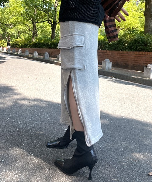 SEN TOKYO（セントーキョー）の「2WAY大人かわいいナローシルエット。サイドスリットカーゴスカート（スカート・レディース・ブラック/グレー・F）」の7枚目の写真