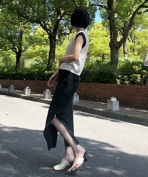 SEN TOKYO（セントーキョー）の「2WAY大人かわいいナローシルエット。サイドスリットカーゴスカート（スカート・レディース・ブラック/グレー・F）」の10枚目の写真