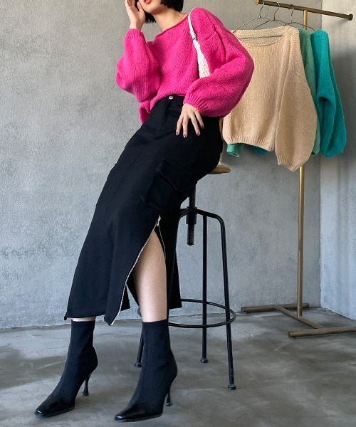 SEN TOKYO（セントーキョー）の「2WAY大人かわいいナローシルエット。サイドスリットカーゴスカート（スカート・レディース・ブラック/グレー・F）」の17枚目の写真
