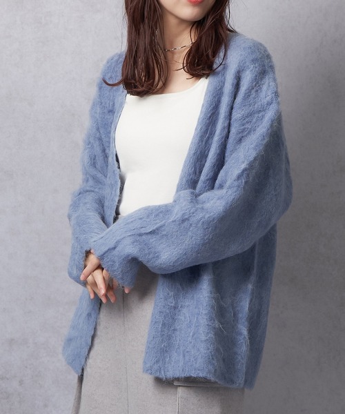 Lull(ルル)の「【Lull / ルル】モヘアタッチニットカーディガン(カーディガン/ボレロ・レディース・グリーン/ブルー/グレー/チャコールグレー/アイボリー・ONESIZE)」の5枚目の写真