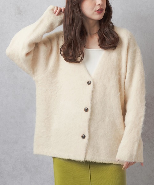 Lull(ルル)の「【Lull / ルル】モヘアタッチニットカーディガン(カーディガン/ボレロ・レディース・グリーン/ブルー/グレー/チャコールグレー/アイボリー・ONESIZE)」の2枚目の写真