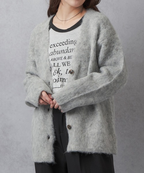 Lull(ルル)の「【Lull / ルル】モヘアタッチニットカーディガン(カーディガン/ボレロ・レディース・グリーン/ブルー/グレー/チャコールグレー/アイボリー・ONESIZE)」の8枚目の写真