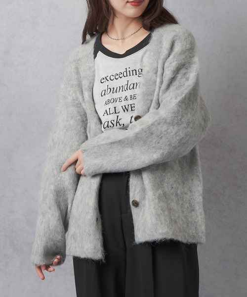 Lull(ルル)の「【Lull / ルル】モヘアタッチニットカーディガン(カーディガン/ボレロ・レディース・グリーン/ブルー/グレー/チャコールグレー/アイボリー・ONESIZE)」の10枚目の写真