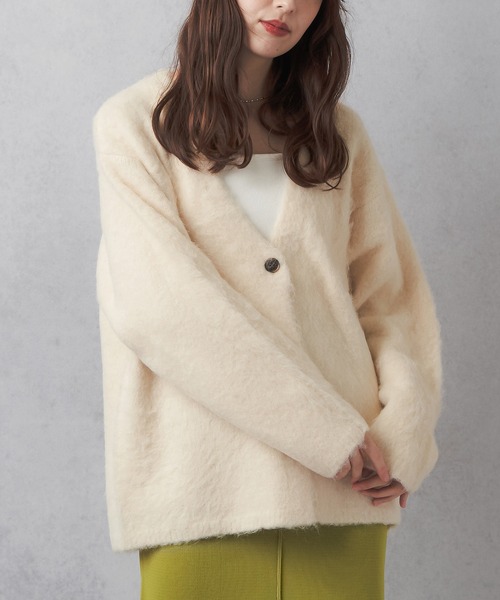 Lull(ルル)の「【Lull / ルル】モヘアタッチニットカーディガン(カーディガン/ボレロ・レディース・グリーン/ブルー/グレー/チャコールグレー/アイボリー・ONESIZE)」の13枚目の写真