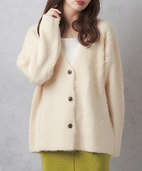 Lull(ルル)の「【Lull / ルル】モヘアタッチニットカーディガン(カーディガン/ボレロ・レディース・グリーン/ブルー/グレー/チャコールグレー/アイボリー・ONESIZE)」の12枚目の写真