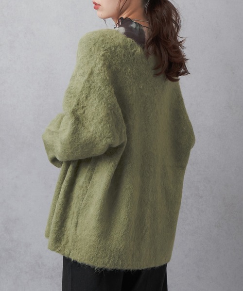 Lull(ルル)の「【Lull / ルル】モヘアタッチニットカーディガン(カーディガン/ボレロ・レディース・グリーン/ブルー/グレー/チャコールグレー/アイボリー・ONESIZE)」の18枚目の写真