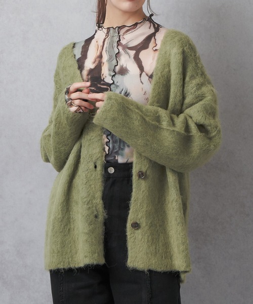 Lull(ルル)の「【Lull / ルル】モヘアタッチニットカーディガン(カーディガン/ボレロ・レディース・グリーン/ブルー/グレー/チャコールグレー/アイボリー・ONESIZE)」の17枚目の写真