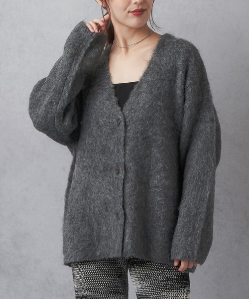 Lull(ルル)の「【Lull / ルル】モヘアタッチニットカーディガン(カーディガン/ボレロ・レディース・グリーン/ブルー/グレー/チャコールグレー/アイボリー・ONESIZE)」の19枚目の写真