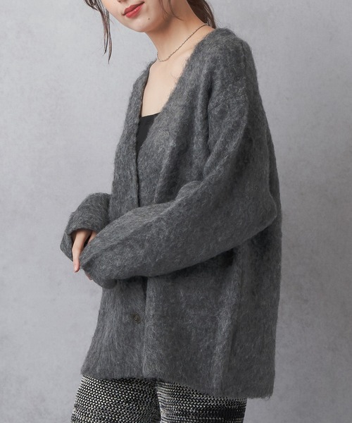 Lull(ルル)の「【Lull / ルル】モヘアタッチニットカーディガン(カーディガン/ボレロ・レディース・グリーン/ブルー/グレー/チャコールグレー/アイボリー・ONESIZE)」の20枚目の写真