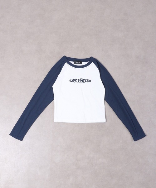 FUNALIVE(ファンアライブ)の「韓国ファッション テレコ刺繍「SECENDOOO」ロゴクロップド丈ラグラン長袖カットソー(Tシャツ/カットソー・レディース・ホワイト/グレー/ベージュ・FREE)」の22枚目の写真