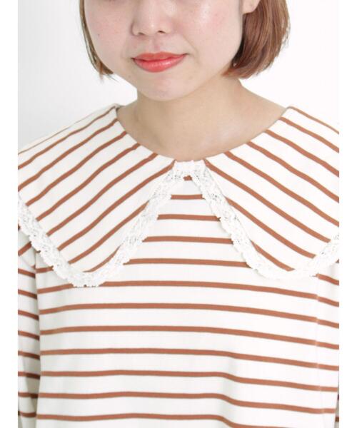 Samansa Mos2（サマンサ モスモス）の「ビックカラーボーダーカットソー（Tシャツ/カットソー・レディース・グリーン/ベージュ/ブラウン/オフホワイト・F）」の17枚目の写真