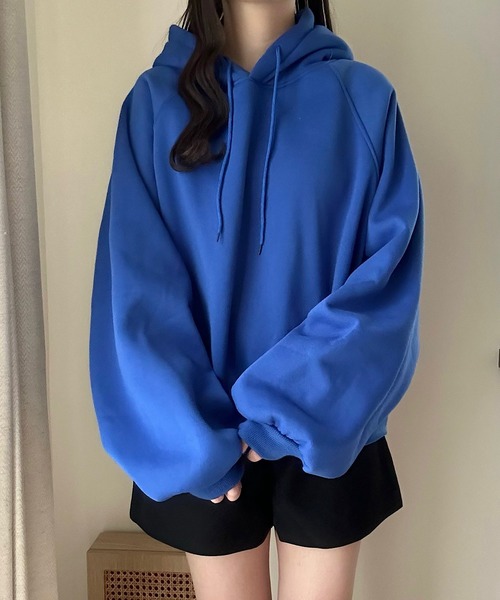 Cham.（チャム）の「【低身長サイズあり】ゆるだぼシンプルパーカー（パーカー・レディース・グレー/ブルー/ライトブルー/ベージュ/オフホワイト/ブラック/パープル/ブラウン/ナチュラル・F/S）」の8枚目の写真