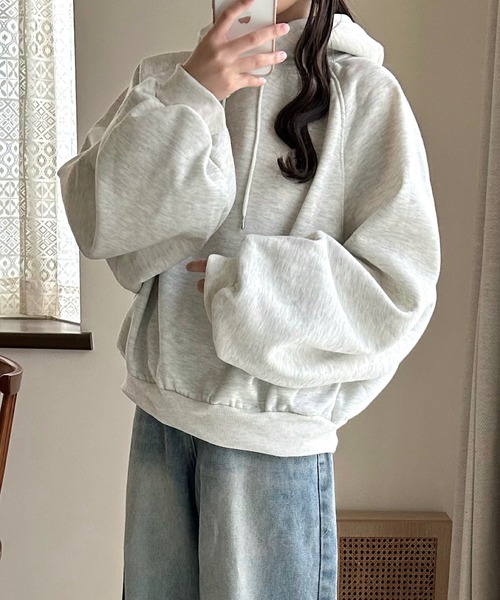 パーカー 「低身長サイズあり」ゆるだぼシンプルパーカー レディース Cham. パーカー 「低身長サイズあり」ゆるだぼシンプルパーカー