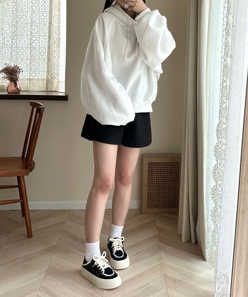 Cham.（チャム）の「【低身長サイズあり】ゆるだぼシンプルパーカー（パーカー・レディース・グレー/ブルー/ライトブルー/ベージュ/オフホワイト/ブラック/パープル/ブラウン/ナチュラル・F/S）」の21枚目の写真