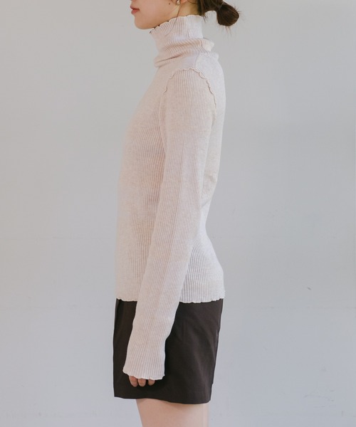 Kastane（カスタネ）の「【新色追加/4色展開/ウール混】リブハイネックニット（ニット/セーター・レディース・アイボリー/ブラック/オレンジ/ブラウン/チャコールグレー/ブルー/ライム・FREE）」の21枚目の写真