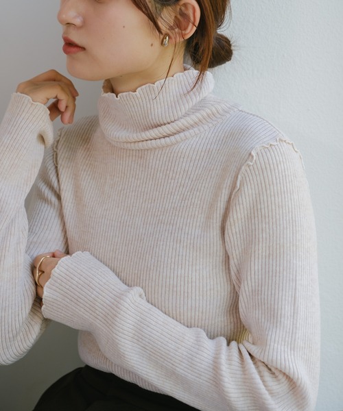 Kastane（カスタネ）の「【新色追加/4色展開/ウール混】リブハイネックニット（ニット/セーター・レディース・アイボリー/ブラック/オレンジ/ブラウン/チャコールグレー/ブルー/ライム・FREE）」の13枚目の写真
