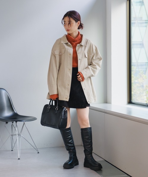 Kastane（カスタネ）の「【新色追加/4色展開/ウール混】リブハイネックニット（ニット/セーター・レディース・アイボリー/ブラック/オレンジ/ブラウン/チャコールグレー/ブルー/ライム・FREE）」の11枚目の写真