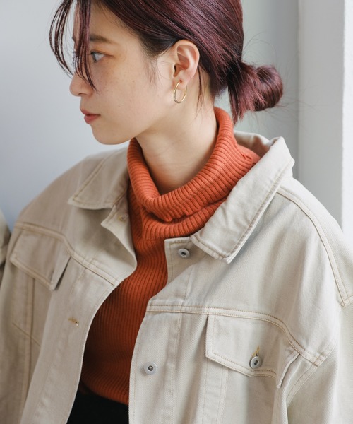 Kastane（カスタネ）の「【新色追加/4色展開/ウール混】リブハイネックニット（ニット/セーター・レディース・アイボリー/ブラック/オレンジ/ブラウン/チャコールグレー/ブルー/ライム・FREE）」の9枚目の写真