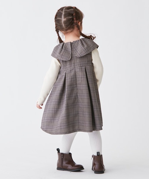 petit main（プティマイン）の「【リンク】襟ジャンスカワンピース★（ジャンパースカート・キッズ・ブラウン/ネイビー・110cm/120cm/130cm/80ｃｍ/100cm/90cm）」の4枚目の写真