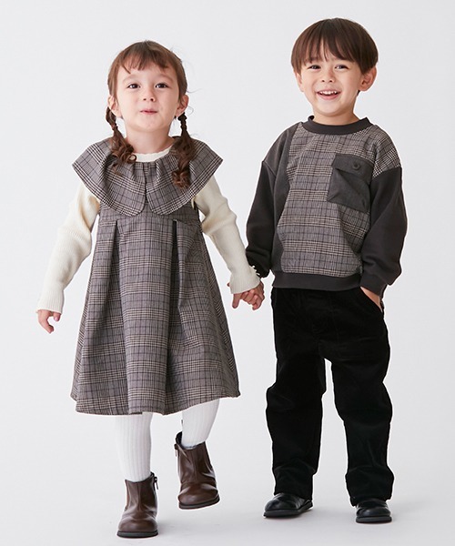 petit main（プティマイン）の「【リンク】襟ジャンスカワンピース★（ジャンパースカート・キッズ・ブラウン/ネイビー・110cm/120cm/130cm/80ｃｍ/100cm/90cm）」の17枚目の写真