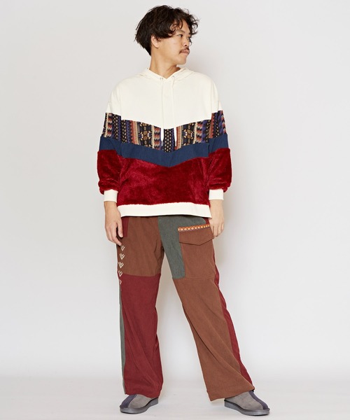 チャイハネ（チャイハネ）の「【チャイハネ】ファザナパッチワークパーカーM（パーカー・メンズ・パープル/ブラック/ホワイト・FREE）」の5枚目の写真