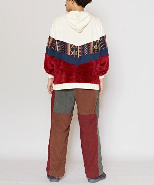 チャイハネ（チャイハネ）の「【チャイハネ】ファザナパッチワークパーカーM（パーカー・メンズ・パープル/ブラック/ホワイト・FREE）」の7枚目の写真