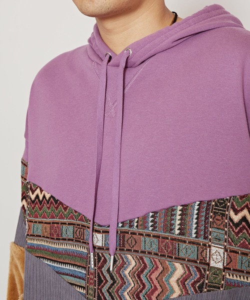 チャイハネ（チャイハネ）の「【チャイハネ】ファザナパッチワークパーカーM（パーカー・メンズ・パープル/ブラック/ホワイト・FREE）」の12枚目の写真