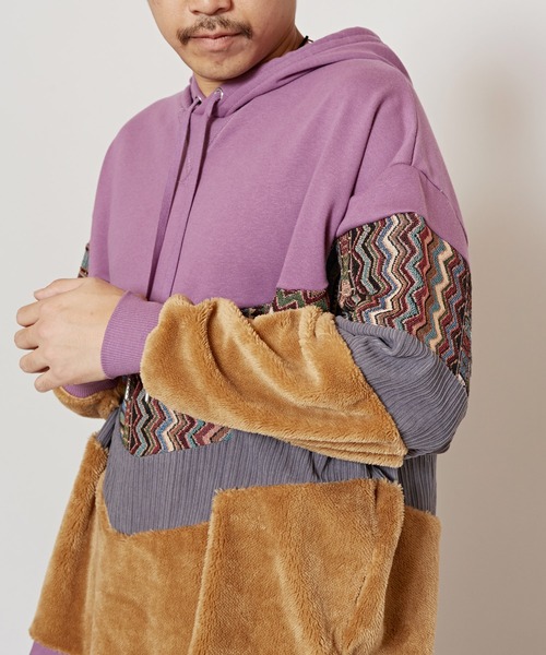 チャイハネ（チャイハネ）の「【チャイハネ】ファザナパッチワークパーカーM（パーカー・メンズ・パープル/ブラック/ホワイト・FREE）」の13枚目の写真