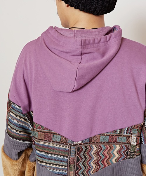 チャイハネ（チャイハネ）の「【チャイハネ】ファザナパッチワークパーカーM（パーカー・メンズ・パープル/ブラック/ホワイト・FREE）」の11枚目の写真