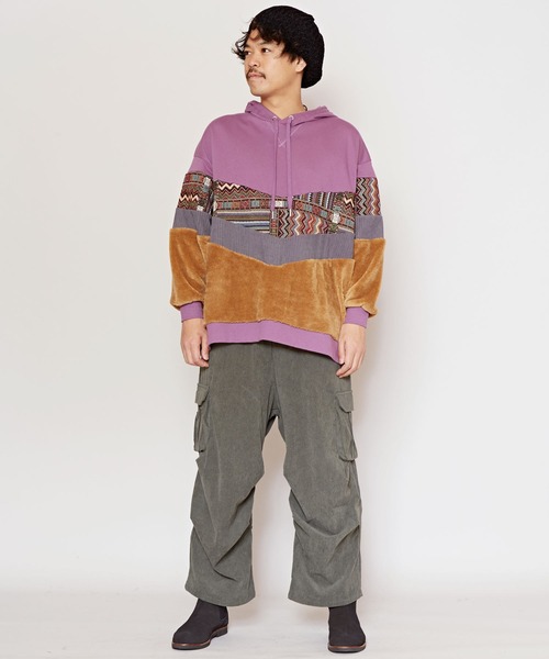 チャイハネ（チャイハネ）の「【チャイハネ】ファザナパッチワークパーカーM（パーカー・メンズ・パープル/ブラック/ホワイト・FREE）」の8枚目の写真