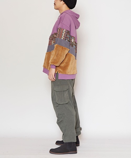 チャイハネ（チャイハネ）の「【チャイハネ】ファザナパッチワークパーカーM（パーカー・メンズ・パープル/ブラック/ホワイト・FREE）」の9枚目の写真