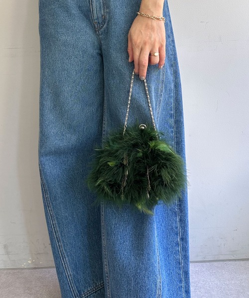 PAPILLONNER(パピヨネ)の「フェザーミニショルダー(ハンドバッグ・レディース・ブラウン/グリーン・FREE)」の10枚目の写真