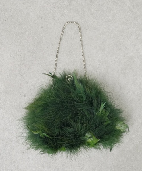 PAPILLONNER(パピヨネ)の「フェザーミニショルダー(ハンドバッグ・レディース・ブラウン/グリーン・FREE)」の12枚目の写真