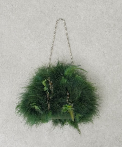 PAPILLONNER(パピヨネ)の「フェザーミニショルダー(ハンドバッグ・レディース・ブラウン/グリーン・FREE)」の17枚目の写真