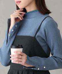 n'OrLABEL | 『配色袖ボタンハイネックニット』(ニット/セーター)