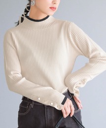 n'OrLABEL | 『配色袖ボタンハイネックニット』(ニット/セーター)