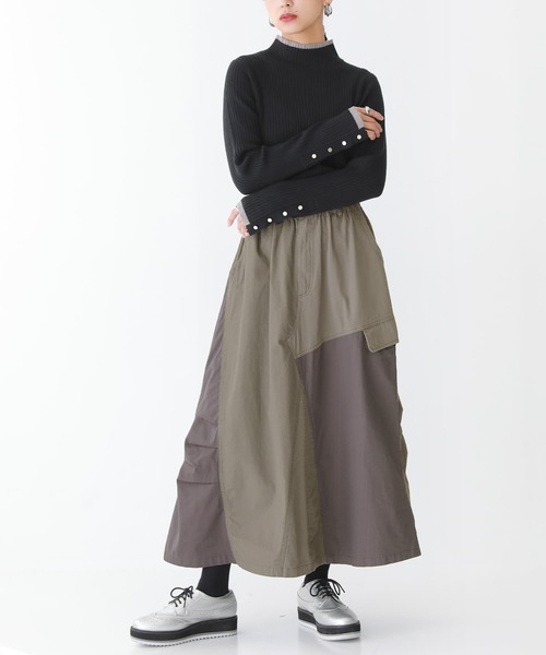 n'OrLABEL（ノアールレーベル）の「『配色袖ボタンハイネックニット』（ニット/セーター・レディース・ブラック/グレー/アイボリー/ダークラベンダー/グレイッシュブルー・LL/M/L）」の20枚目の写真