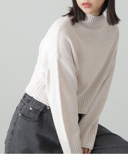 FREE'S MART(フリーズマート)の「◇4者混鹿の子ショート丈タートルネックニット(ニット/セーター・レディース・オフホワイト/ライトグリーン/ブラック/ピンク/ブルー・FREE)」の13枚目の写真