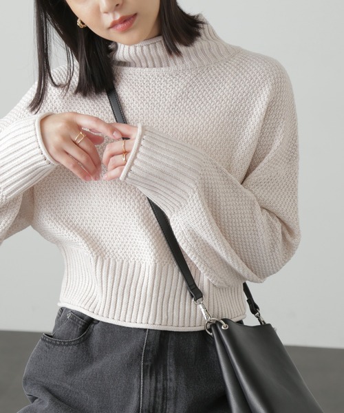 FREE'S MART(フリーズマート)の「◇4者混鹿の子ショート丈タートルネックニット(ニット/セーター・レディース・オフホワイト/ライトグリーン/ブラック/ピンク/ブルー・FREE)」の11枚目の写真