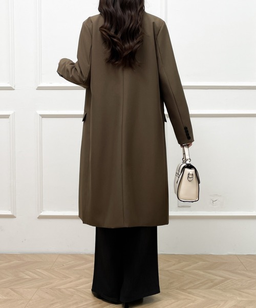 Diosfront（ディオスフロント）の「オーバーサイズダブルボタンテーラードロングジャケット（テーラードジャケット・レディース・チャコールグレー/ブラック/モカ・M/L）」の10枚目の写真
