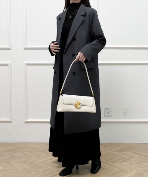 Diosfront（ディオスフロント）の「オーバーサイズダブルボタンテーラードロングジャケット（テーラードジャケット・レディース・チャコールグレー/ブラック/モカ・M/L）」の6枚目の写真