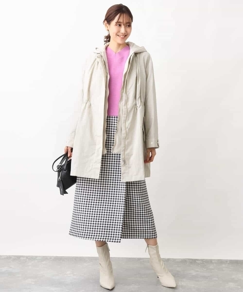 MK MICHEL KLEIN（エムケーミッシェルクラン）の「ギンガムチェック柄ラップ風デザインスカート/洗える（スカート・レディース・ブラック・38）」の9枚目の写真
