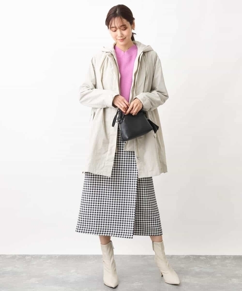 MK MICHEL KLEIN（エムケーミッシェルクラン）の「ギンガムチェック柄ラップ風デザインスカート/洗える（スカート・レディース・ブラック・38）」の10枚目の写真