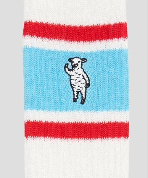 Design Tshirts Store graniph（デザイン　ティーシャツ　ストア　グラニフ）の「FRUIT OF THE LOOM× graniph  ラムチョップ 3ライン C（ソックス/靴下・メンズ・マルチ・25cm～27cm）」の2枚目の写真