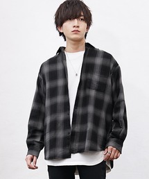 MinoriTY | 【MinoriTY】オンブレチェックビッグシャツ オーバーサイズシャツ メンズ ルーズフィット ビッグシルエット 秋服(シャツ/ブラウス)