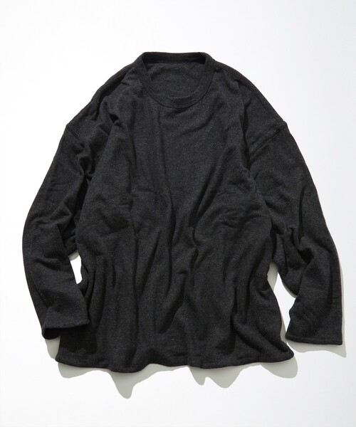 CAHLUMN(カウラム)の「CAHLUMN/カウラム Cashmere Wool Sweatshirt/カシミヤ ウール スウェットシャツ(Tシャツ/カットソー・メンズ・ネイビー/チャコールグレー・XX-LARGE/X-LARGE/LARGE/MEDIUM)」の1枚目の写真